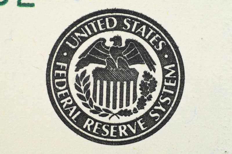 Close up on US dollar banknotes. U.S. Treasury Seal on US Dollar banknotes. Shooting by 1:1 Macro lense. I