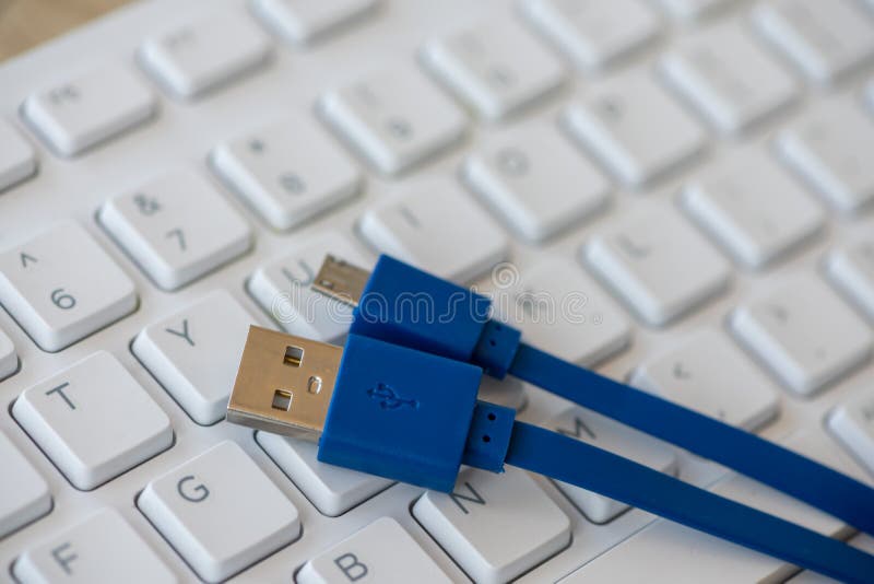 Close-up on an USB cable stock photography