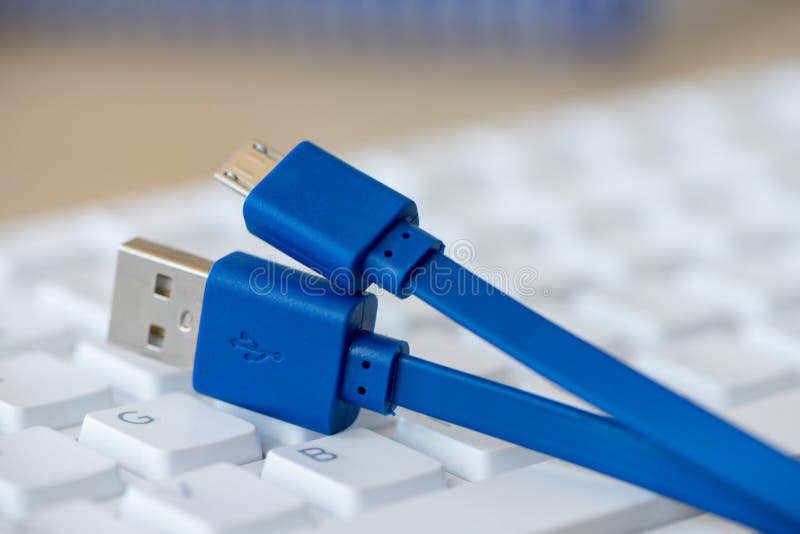 Close-up on an USB cable stock photo