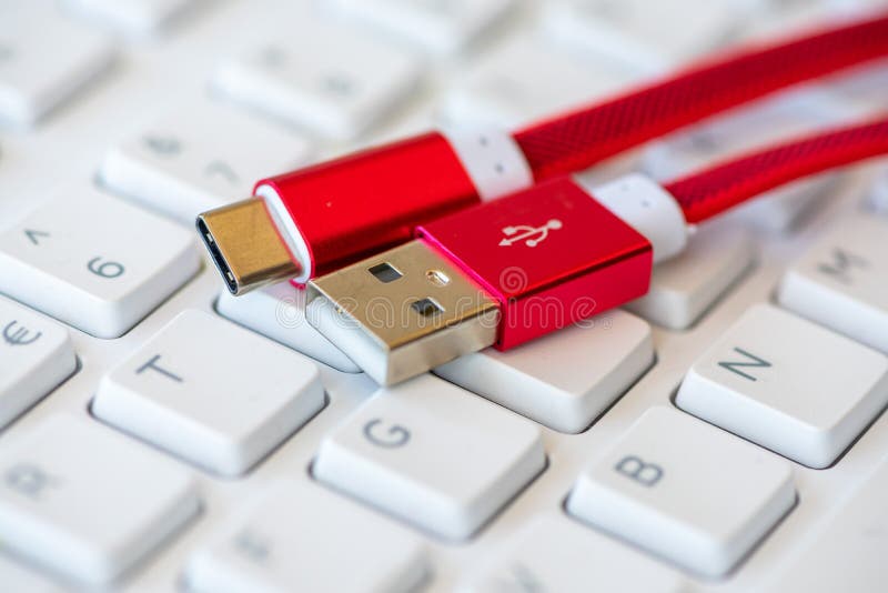 Close-up on an USB cable stock photography