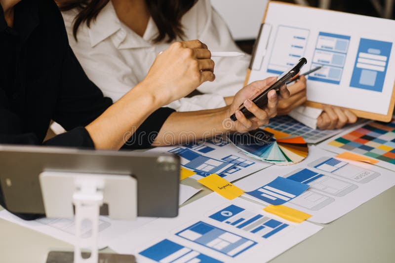 Close Up Ux Developer and Ui Designer Use Augmented Reality