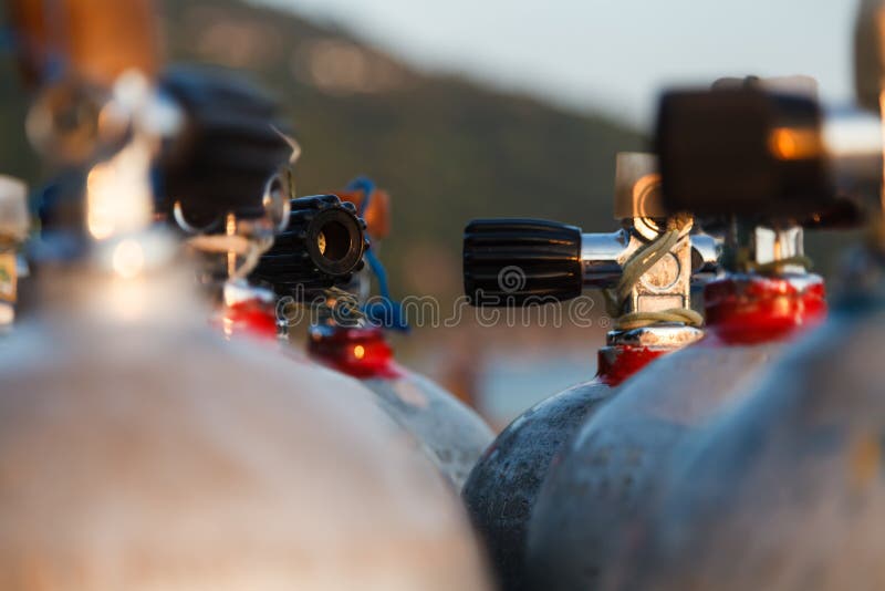 Close Up Valve of Oxygen Tank for Scuba Diving Stock Image Image of