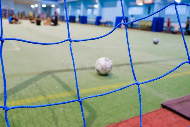 Close-up van futsal minivoetbaldoelpaal, kunstmatig gras stock fotografie Close-up van futsal minivoetbaldoelpaal, kunstmatig gras stock fotografie