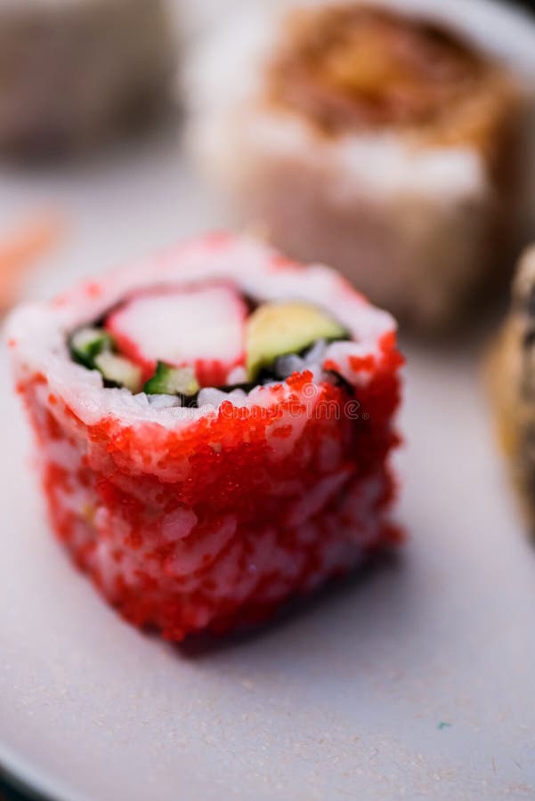 Close-up van uramakisushi stock foto's Close-up van uramakisushi stock foto's