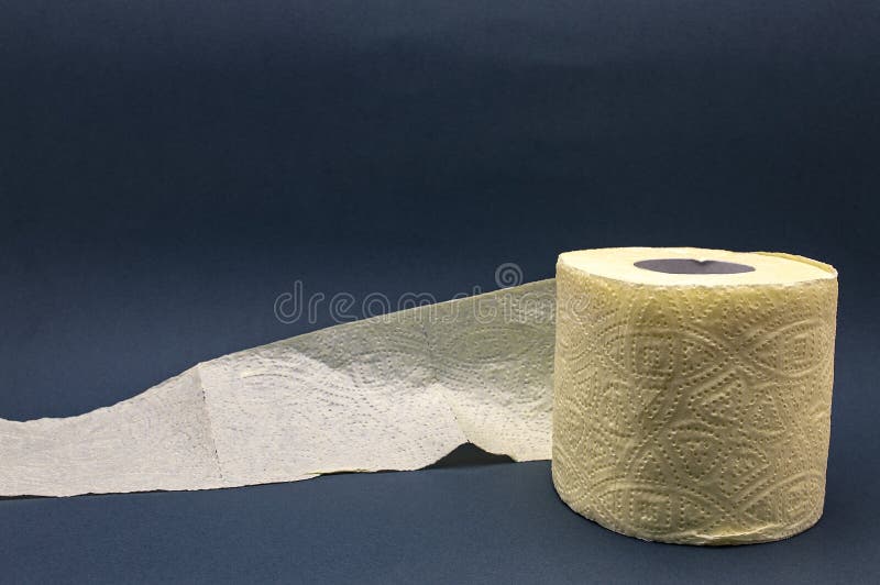 Close-up van WC van het toiletpapierbroodje het grijze gele stock fotografie Close-up van WC van het toiletpapierbroodje het grijze gele stock fotografie