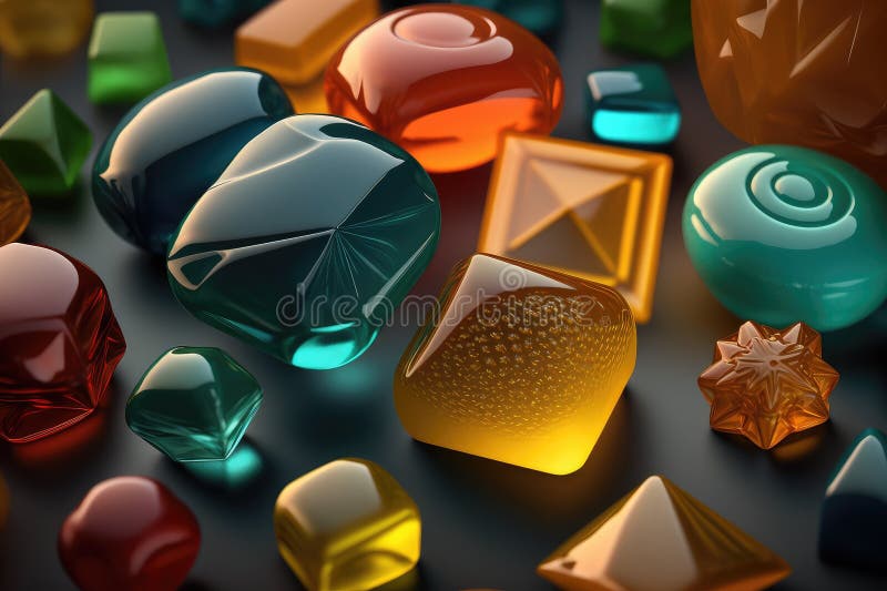 Closeup of Variety of Cough Drops, with Different Flavors and Shapes