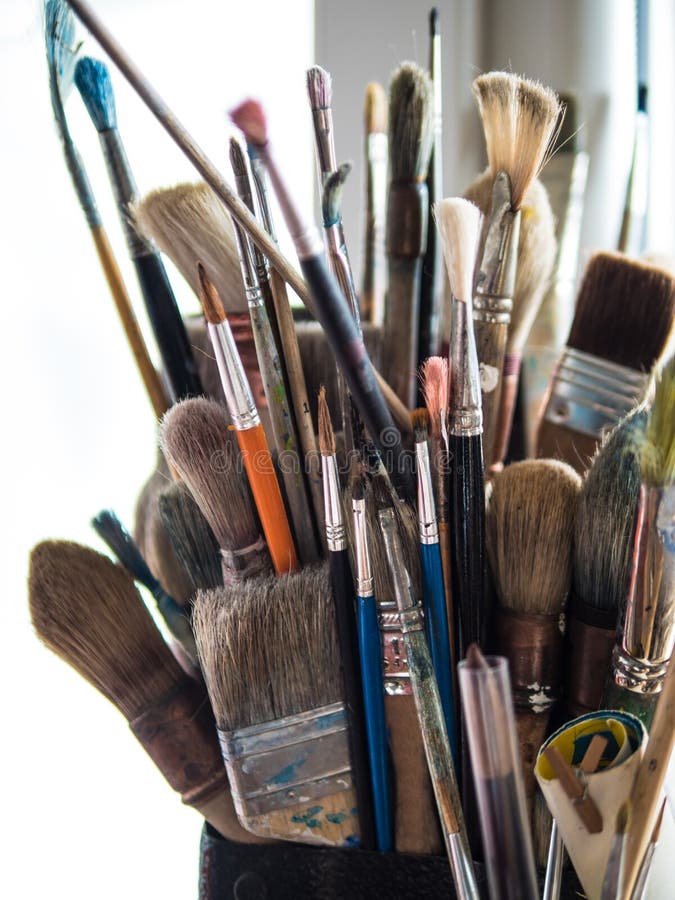 Variety of Used Painter Brushes Stock Image - Image of crafts, color
