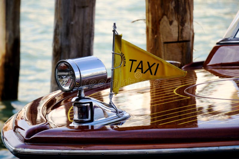 Close-up of venetian boat taxi in Venice