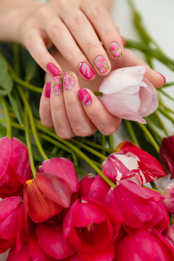 Female hand with spring nail design. Stock Photo by Olena_Rudo | PhotoDune