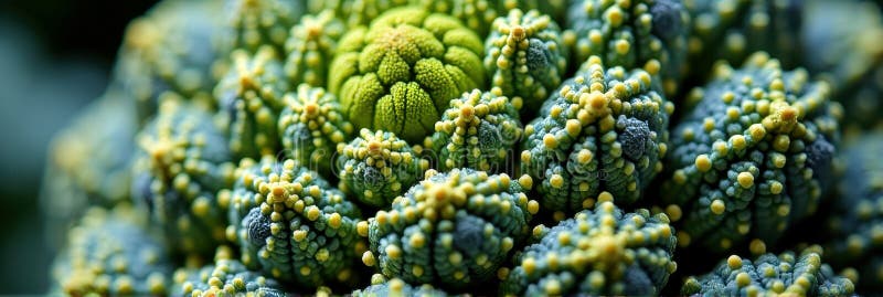 Close-up of vibrant green romanesco cauliflower with detailed fractal patterns royalty free illustration