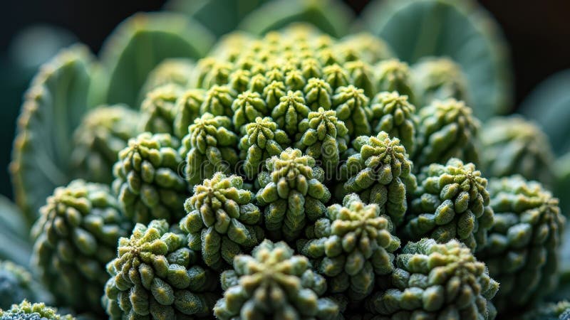 Close-up of vibrant green romanesco cauliflower with intricate fractal patterns stock illustration