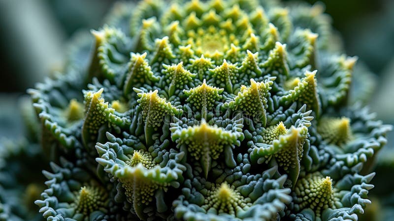 Close-up of vibrant romanesco broccoli with fractal patterns stock illustration