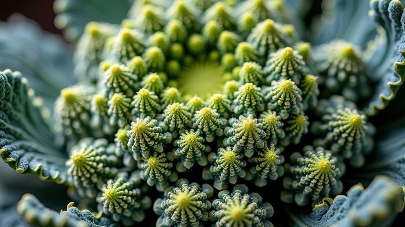 Close-up of vibrant romanesco broccoli with geometric patterns vector illustration