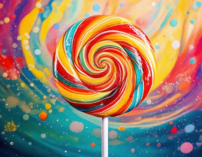 Close Up Vibrant Swirling Lollipop Delight royalty free illustration