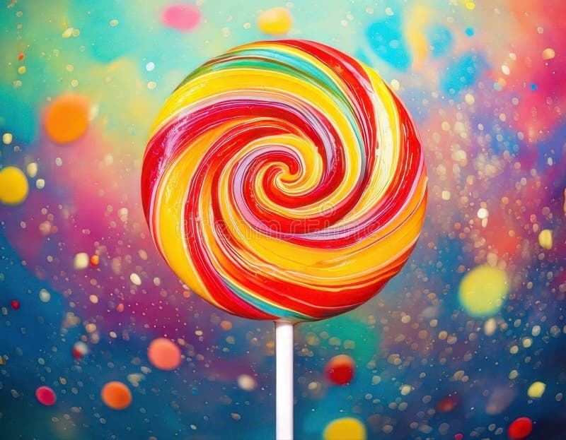 Close Up Vibrant Swirling Lollipop Delight stock illustration