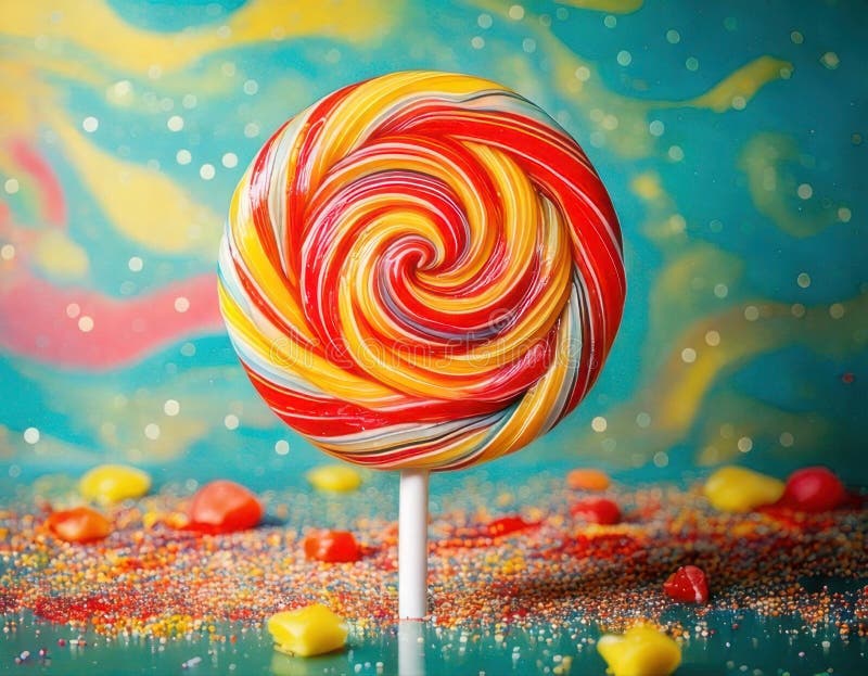 Close Up Vibrant Swirling Lollipop Delight royalty free illustration