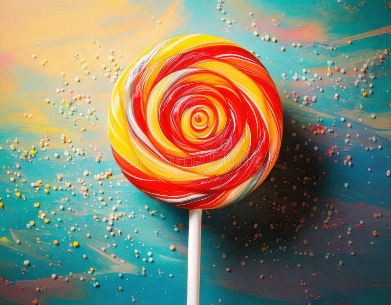 Close Up Vibrant Swirling Lollipop Delight vector illustration