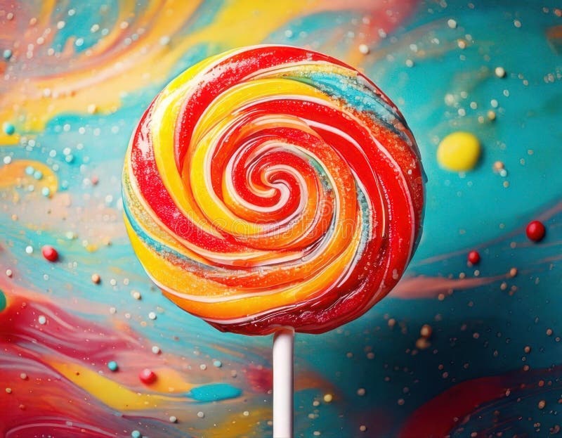Close Up Vibrant Swirling Lollipop Delight stock illustration