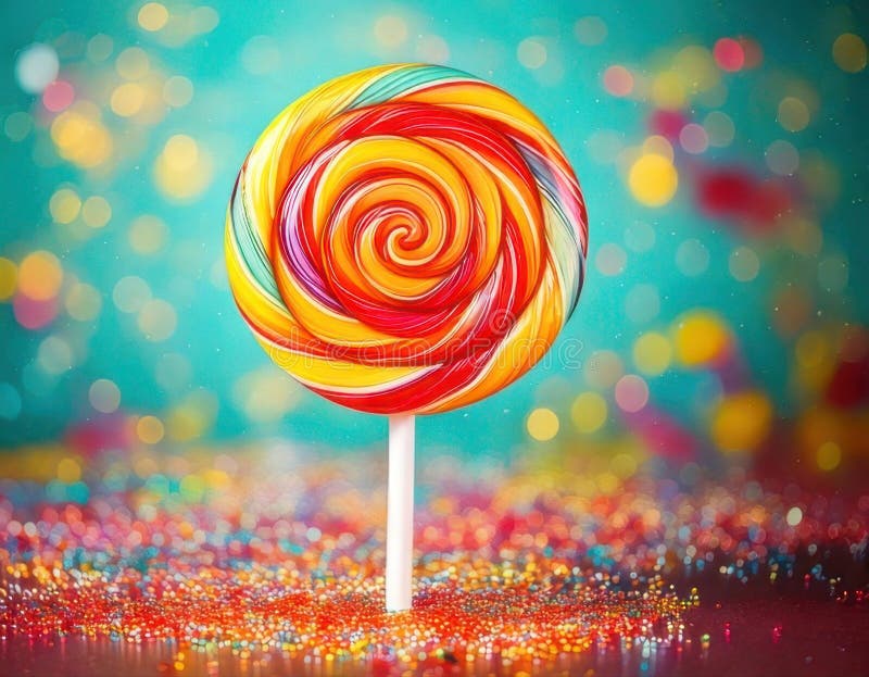 Close Up Vibrant Swirling Lollipop Delight royalty free illustration