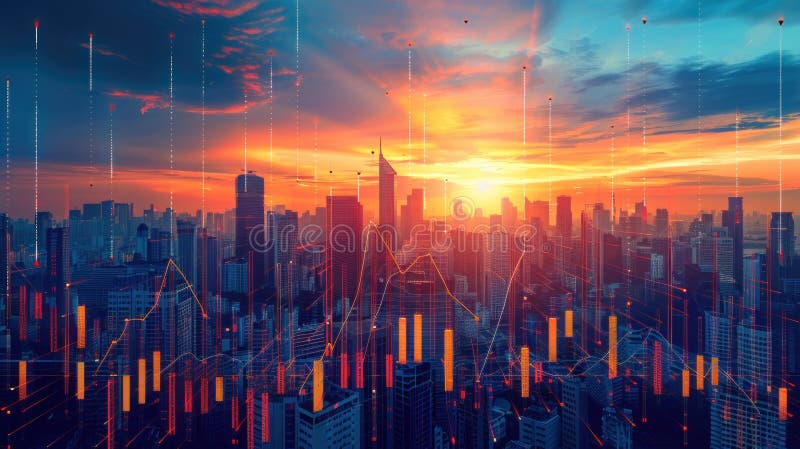 Close-up view of an advanced financial analysis interface with dynamic charts and fluctuating data points, showcasing market vector illustration