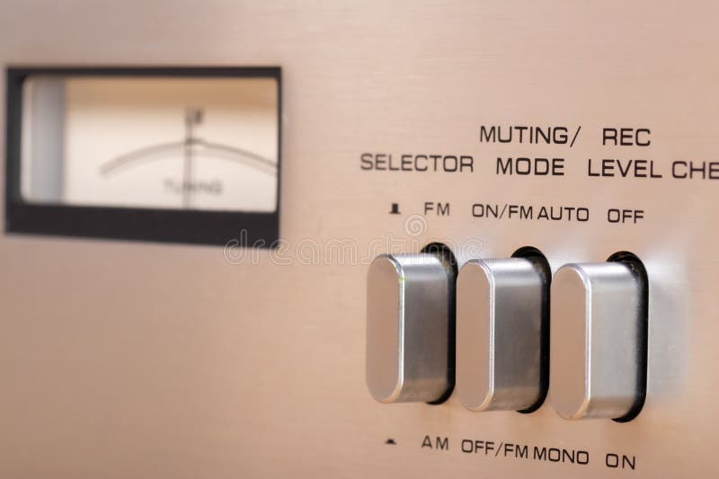 Close-Up View of Audio Equipment Control Panel With Buttons and Labels royalty free stock photography