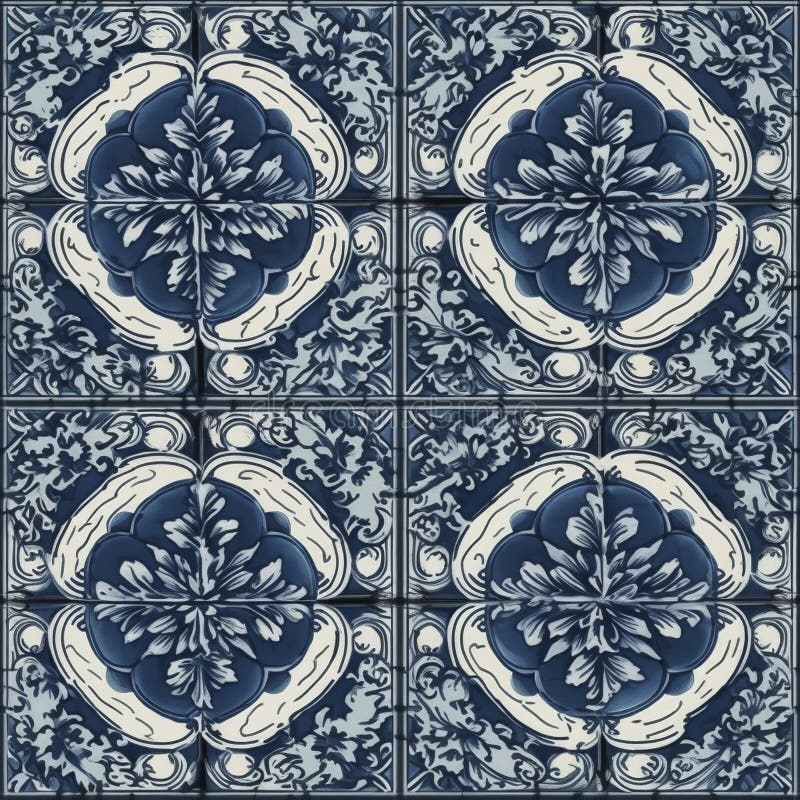 Azulejos pattern, created with generative AI vector illustration