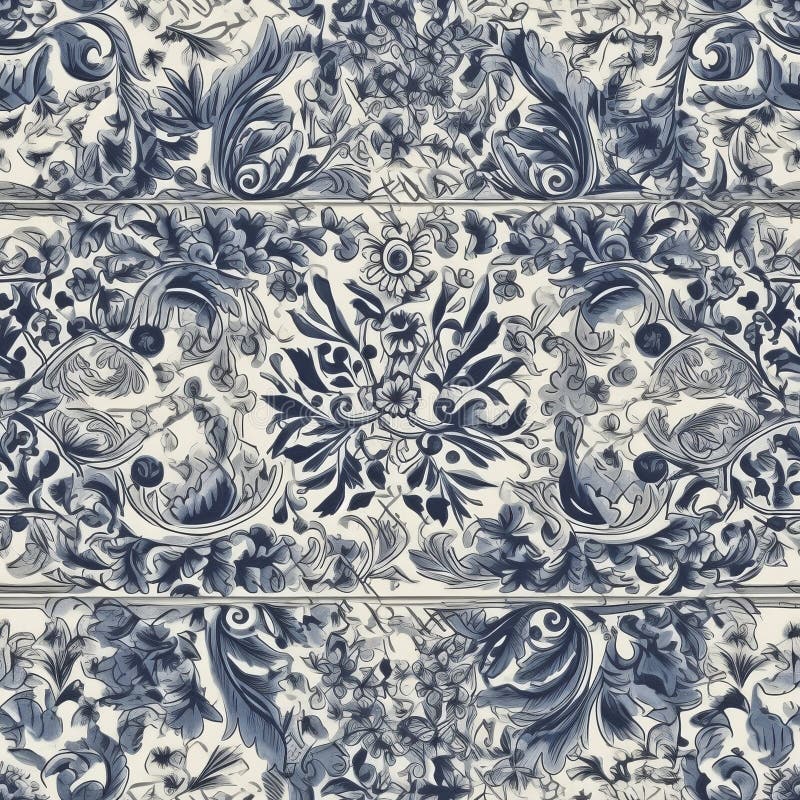 Azulejos pattern, created with generative AI royalty free illustration