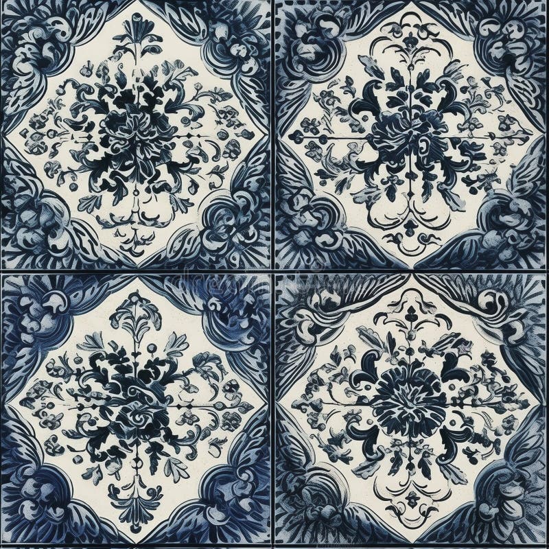 Azulejos pattern, created with generative AI royalty free illustration