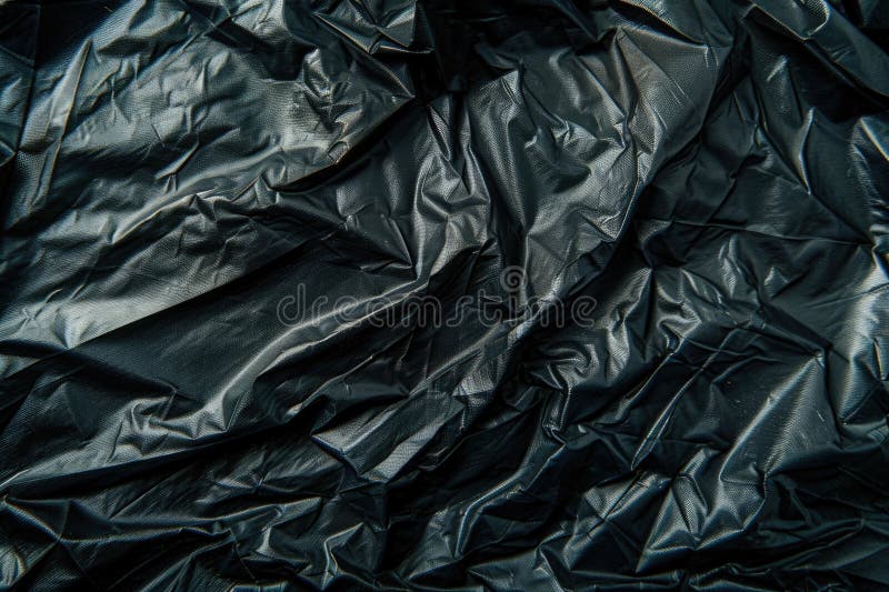 A close-up view of a black plastic bag, suitable for use in scenes where a mysterious or abandoned item is needed stock images