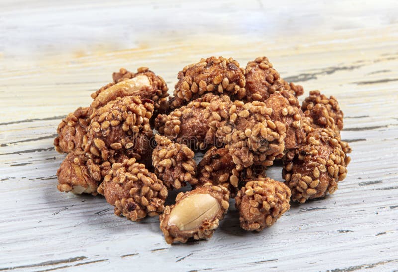 Closeup View of Brown Colored Peanuts and Peanut Collection. Concept