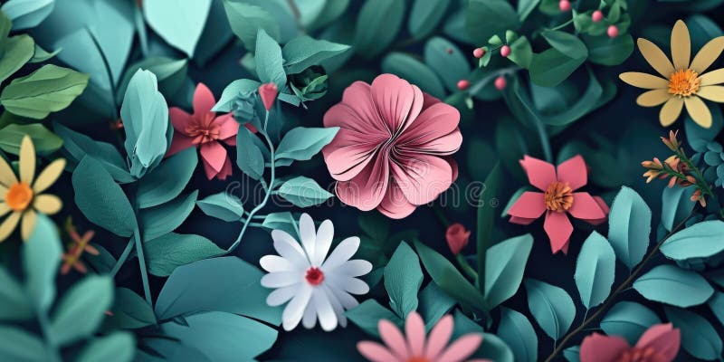 A close up view of a bunch of paper flowers. Perfect for crafts, DIY projects, and home decor stock photography