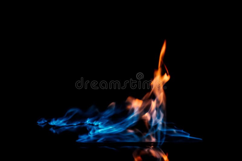 Orange and Blue Fire Flames on Black Background Stock Photo Image of