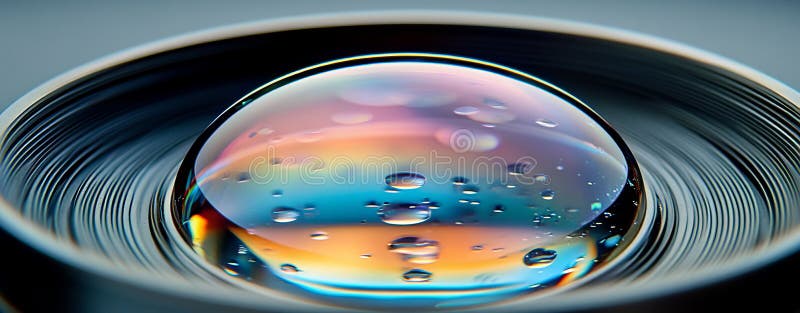 A close-up view of a camera lens reveals its intricate design and detailed features stock images