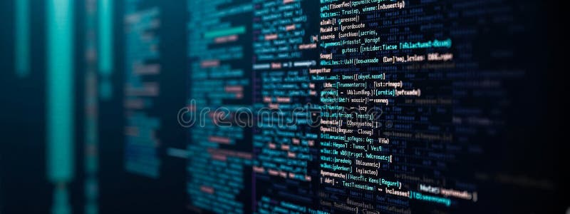 Close-up of programming code on computer monitor, concept for software engineering and development, modern technology theme with selective focus on digital coding script in cyber space environment. Colorful data stock images, royalty-free photos and pictures