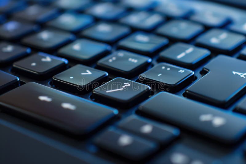 Close-up view of computer keyboard with standard QWERTY layout. Black and white keys in mixed arrangement. Elevated angle vector illustration