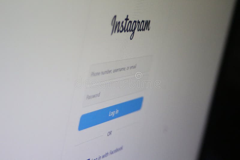 Instagram Login Page on Screen stock photo