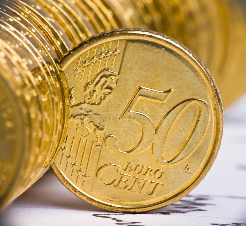 Close up view of European currency stock photo