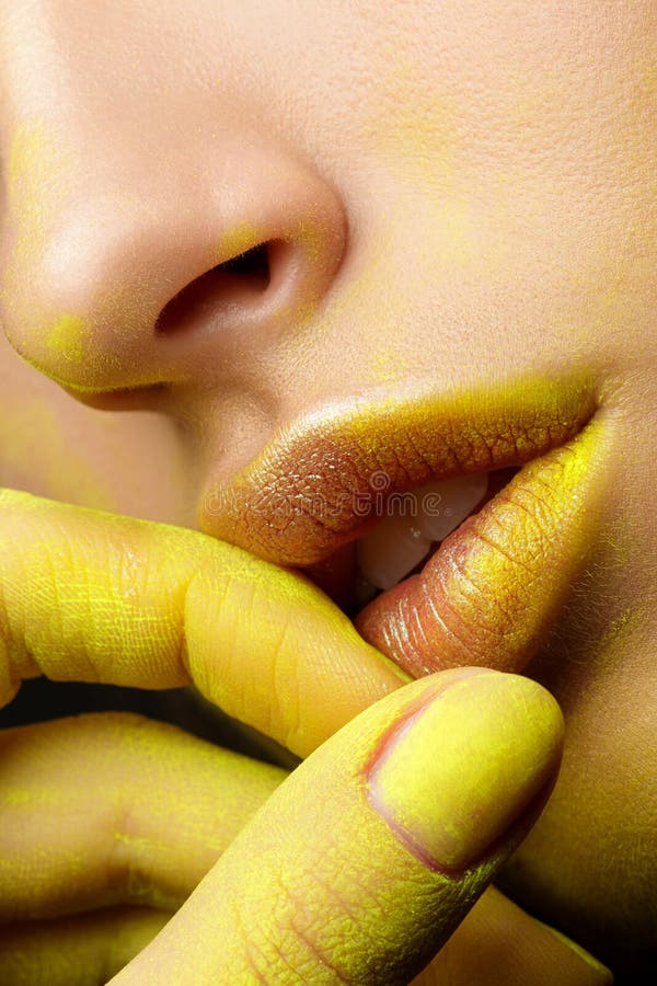 Close up view of female lips with fashion makeup royalty free stock image Close up view of female lips with fashion makeup royalty free stock image
