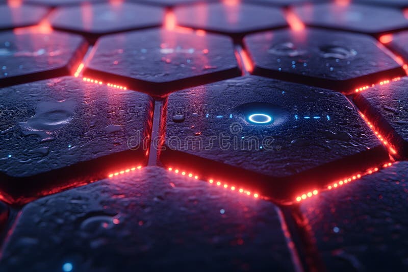 Futuristic Hexagonal Circuit Board Concept with LED Lights for Tech Design Generative AI vector illustration