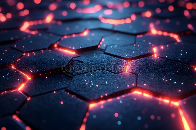 Futuristic Hexagonal Pattern with Glowing Elements for Technology Design Generative AI vector illustration