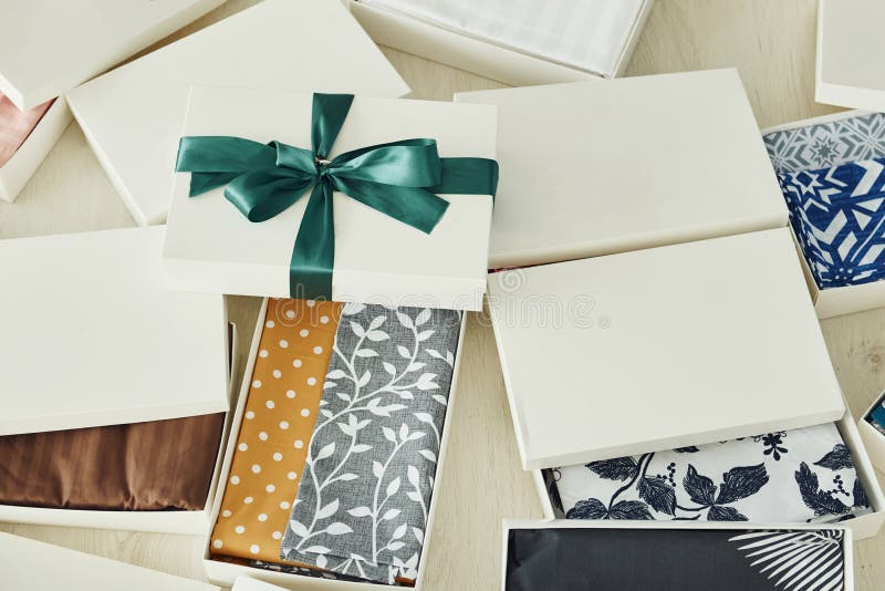 Close Up View of Gift Boxes that Lying Down. Daytime Lighting Stock