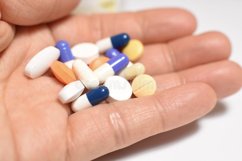 Medical pills and capsules stock image