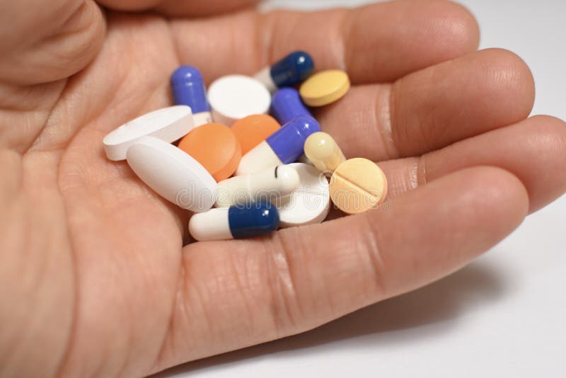 Medical pills and capsules stock photography