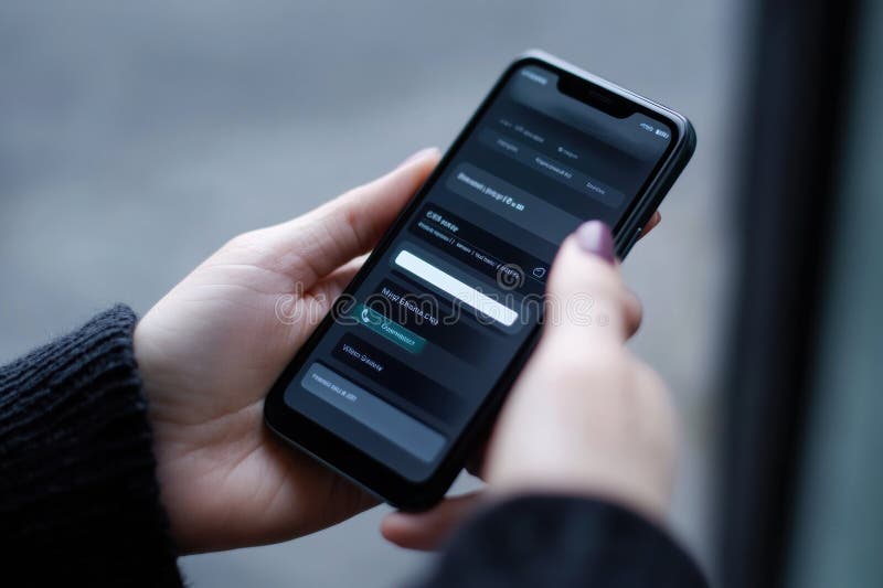 Close-up view of a hand using a smartphone for digital banking and online payment confirmation royalty free stock image