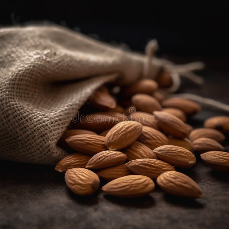 Almonds arranged neatly on a textured surface vector illustration