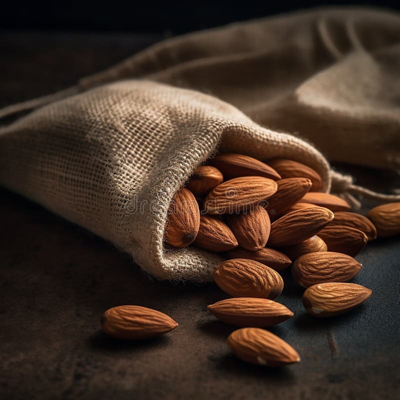 Almonds arranged neatly on a textured surface vector illustration