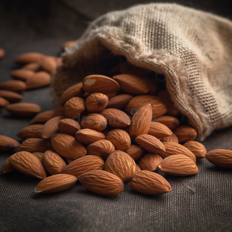 Almonds arranged neatly on a textured surface vector illustration