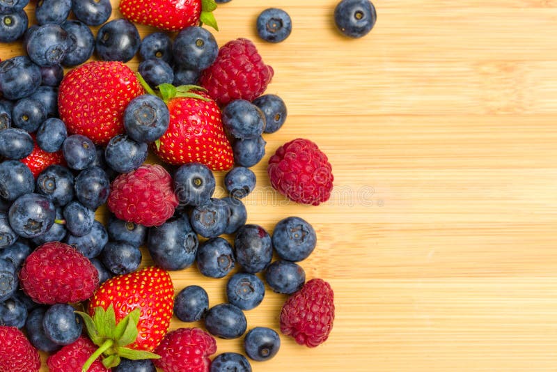 Close up view of heap of berries on the table stock photo