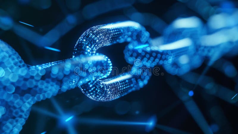Digital Chain Links Representing Blockchain Technology royalty free stock photo