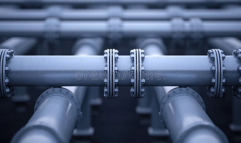 Close-up View of Industrial Pipes with Metallic Joints, Representing ...